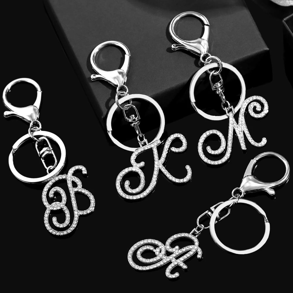 Personalized Crystal Initial Keychain for Women