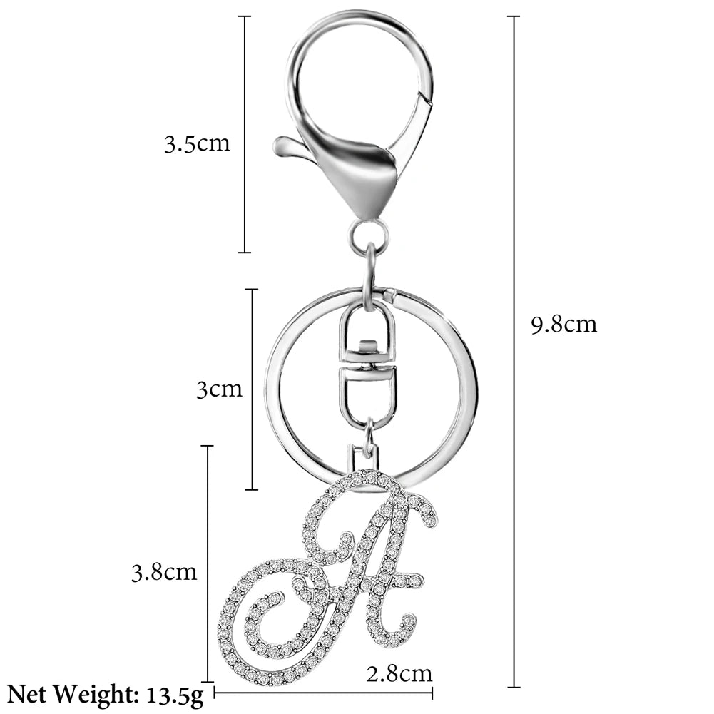 Personalized Crystal Initial Keychain for Women